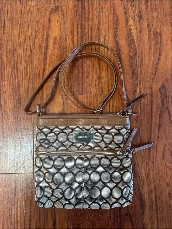 Nine West Handbags - Nine West Brown and Cream Signature Crossbody Bag